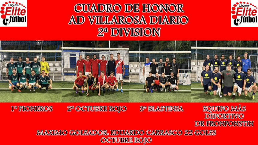 CUADRO DE HONOR VILLAROSA DIARIO 2ª DIVISIÓN.
